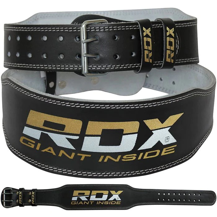 BELT 4" LEATHER BLACK GOLD-S