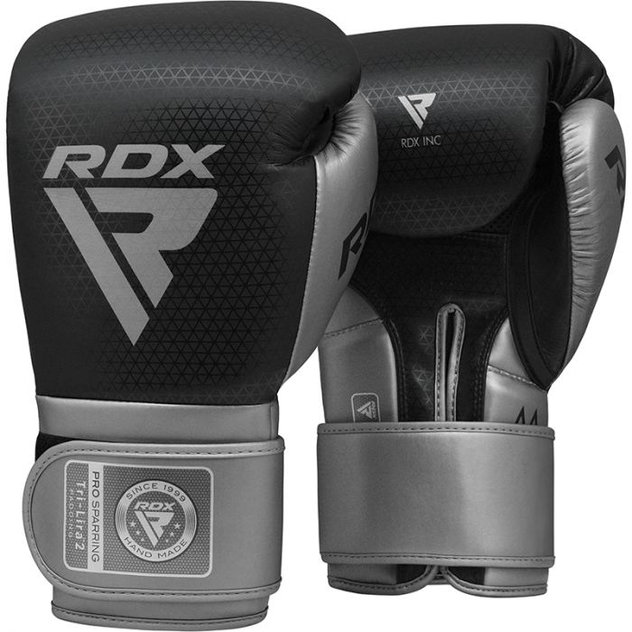 RDX L2 MARK PRO SPARRING BOXING GLOVES HOOK AND LOOP 10OZ-SILVER