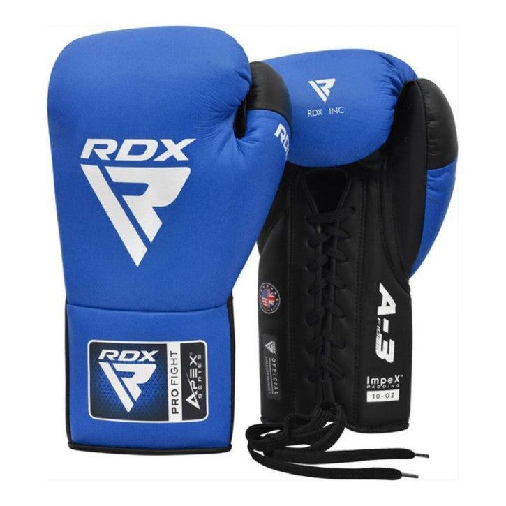 RDX A3 Apex Pro Lace Up Boxing Gloves Blue