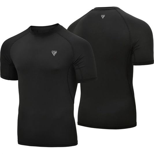 RDX T15 SHORT SLEEVE BLACK RASH GUARD