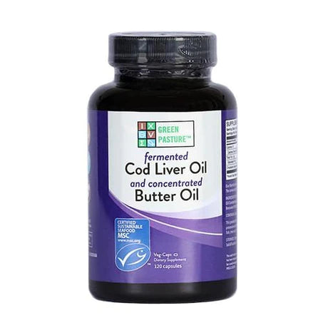 GREEN PASTURE FERMENTED COD LIVER OIL AND CONCENTRATED BUTTER OIL | 120 CAPSULES