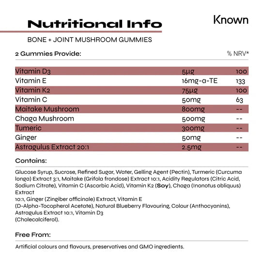 Known Nutrition Bone & Joint Mushrooms Vegan Gummies