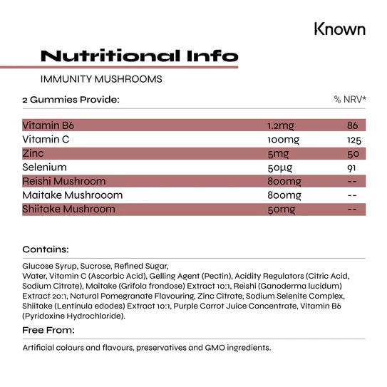 Known Nutrition Immunity Mushrooms Vegan Gummies