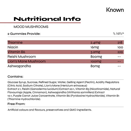 Known Nutrition Mood Mushrooms Vegan Gummies