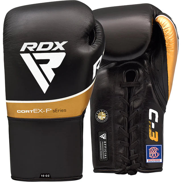 RDX C3 Fight Lace Up Leather Boxing Gloves BBBOFC/BIBA/WBF/NYAC /NEVADA APPROVED