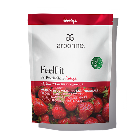 FeelFit Pea Protein Shake Simply1 – Strawberry Flavour