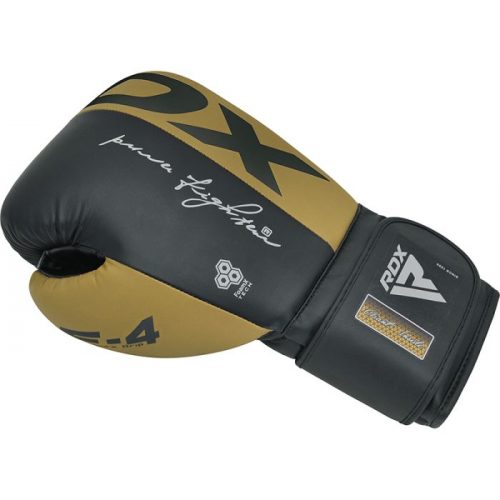 RDX F4 Boxing Sparring Gloves Hook & Loop Black Gold